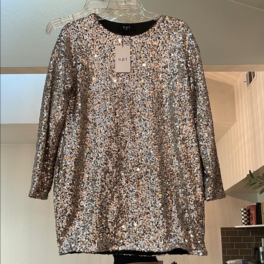 o.p.t Silver Sequin Dress. BNWT. Size XS.